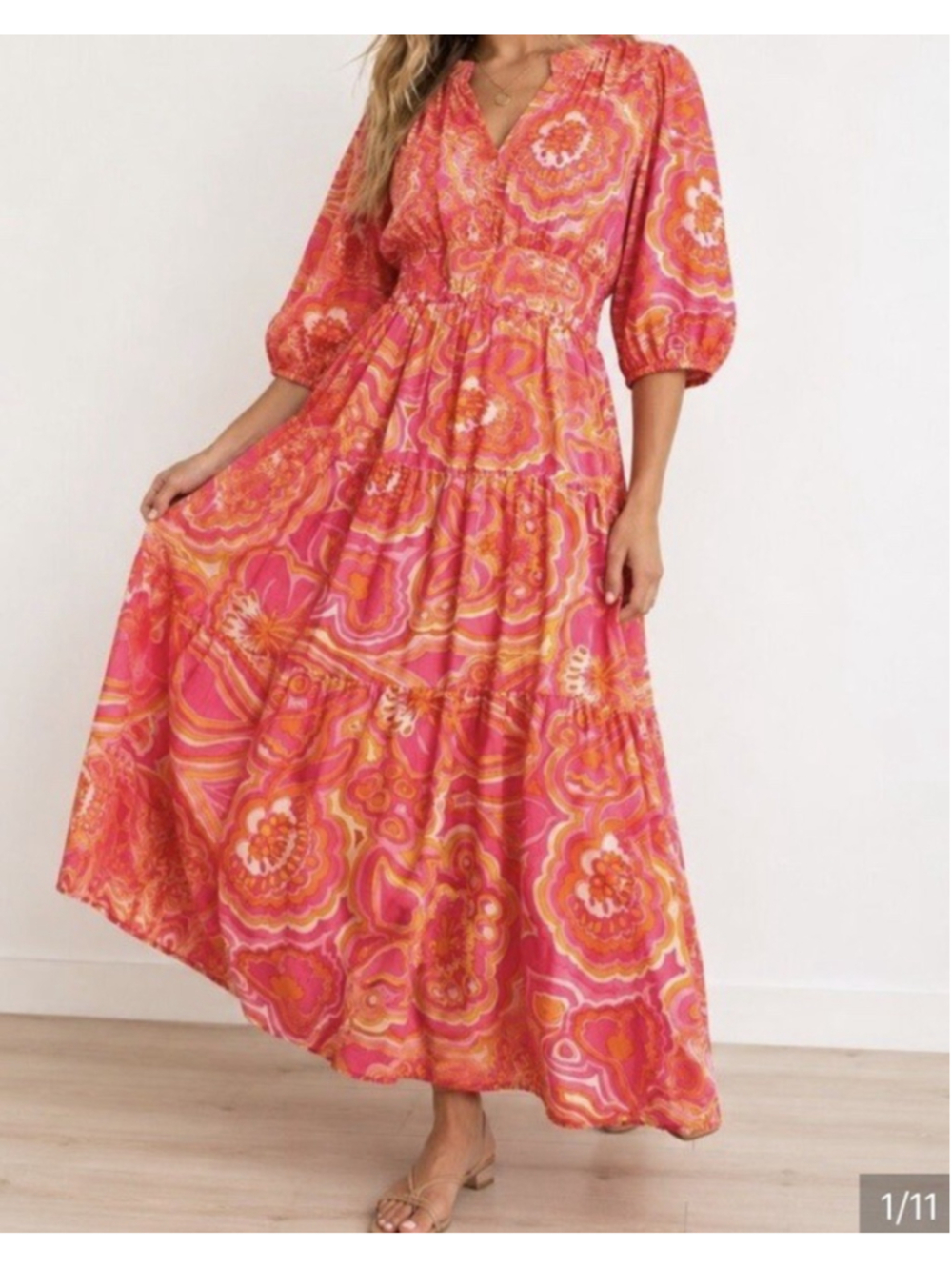 Trina Turk Arco Pink & Orange 25th Anniversary Maxi Dress / Coverup M